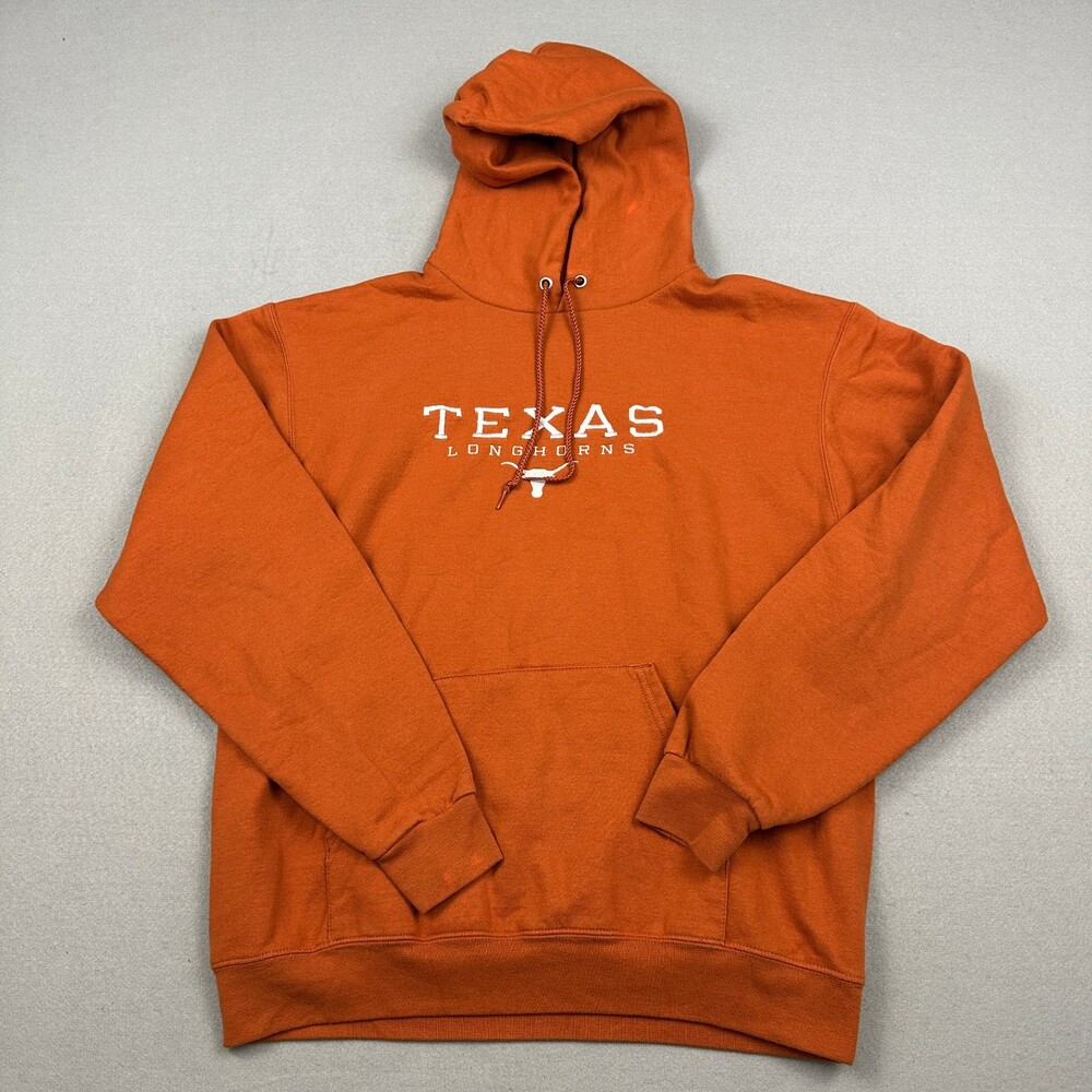 Texas Longhorns Hoodie Men Medium Orange Champion Embroidered Fleece Sweatshirt